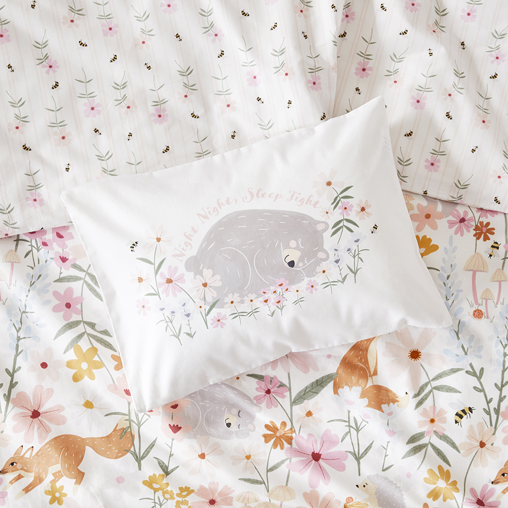 Decorative Sleepy Bear Cot Text Pillowcase