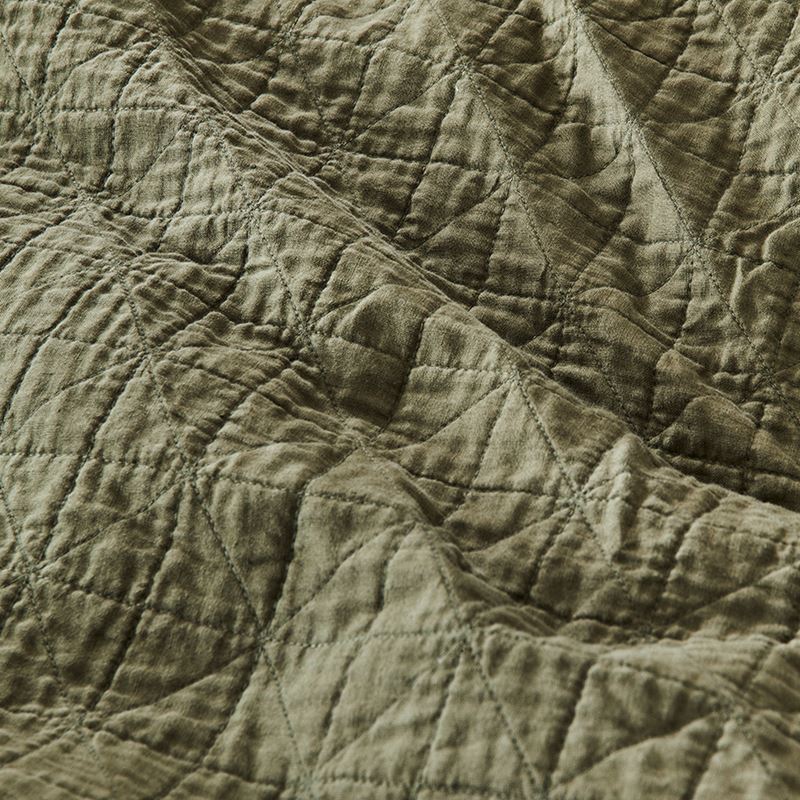 Vintage Washed Linen Moss Quilted Quilt Cover Separates