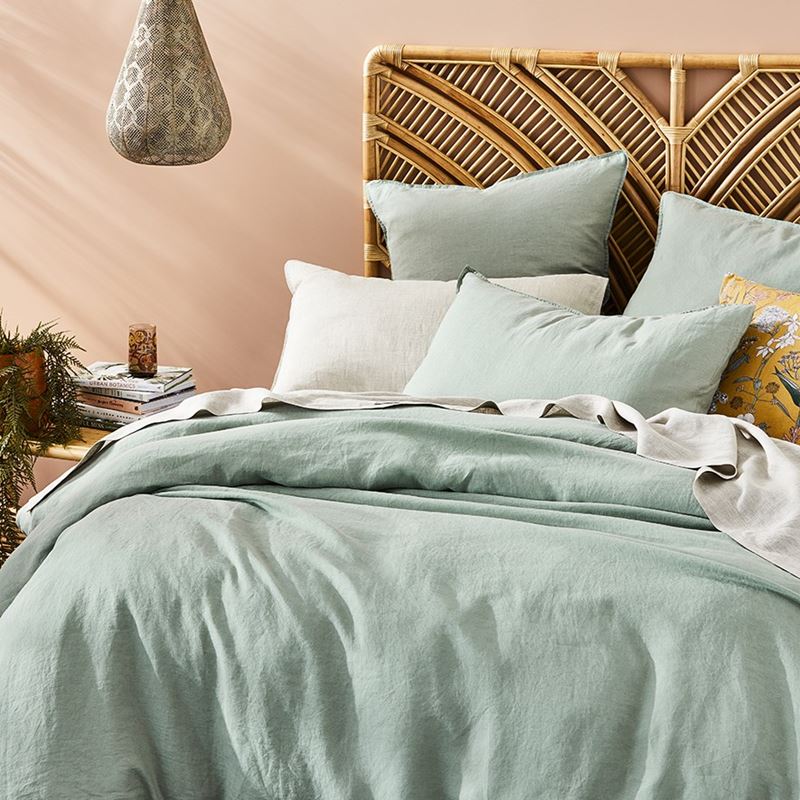Vintage Washed Linen Eucalyptus Quilt Cover Separates