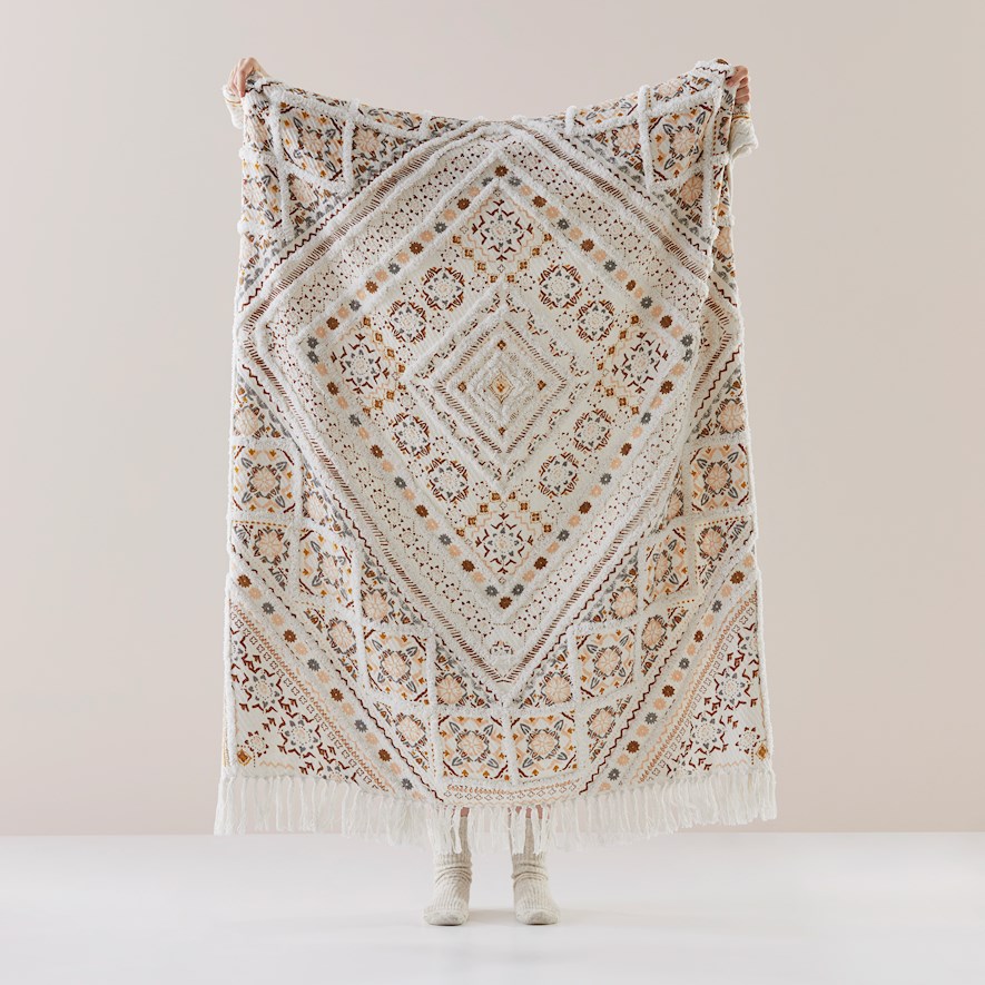 Moroccan Natural Tufted Throw