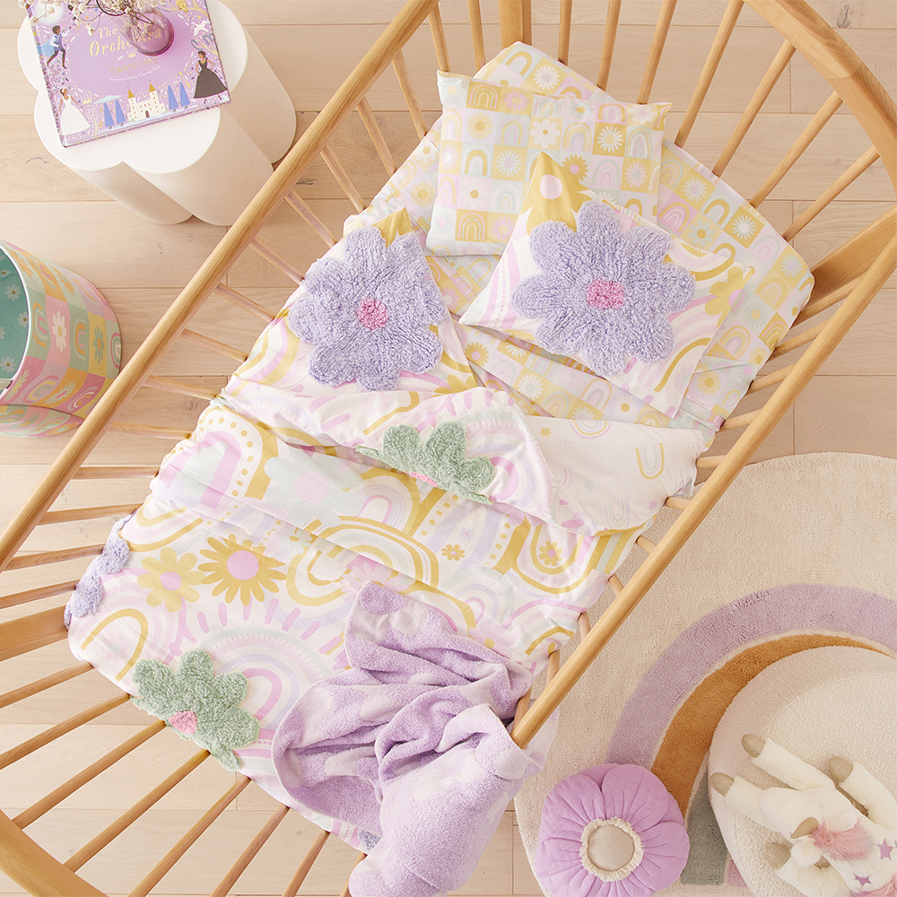 Sunshine & Rainbows Fresh Pastels Cot Quilt Cover Set