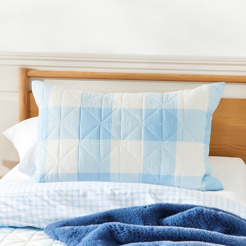 Yarn Dyed Sky Blue Gingham Quilt Cover Set