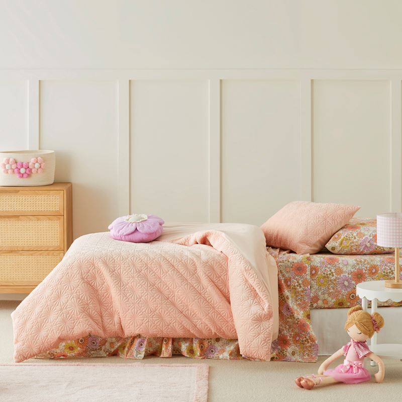 Bloom Pink Quilted Velvet Quilt Cover Set