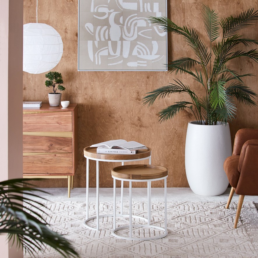 Salvador White & Natural Nesting Table