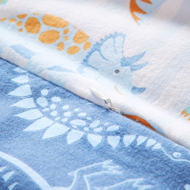 Dino Park Blue Flannelette Cot Quilt Cover Set