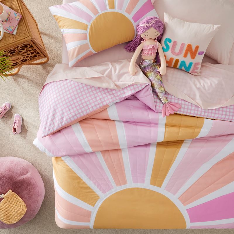 Sunrise Heavenly Pink Quilted Quilt Cover Set