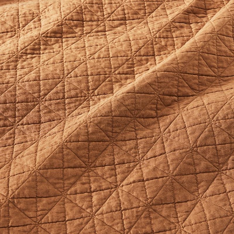 Vintage Washed Linen Caramel Quilted Coverlet Separates