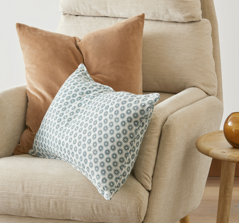 Woodblock Sage Floral Cushion