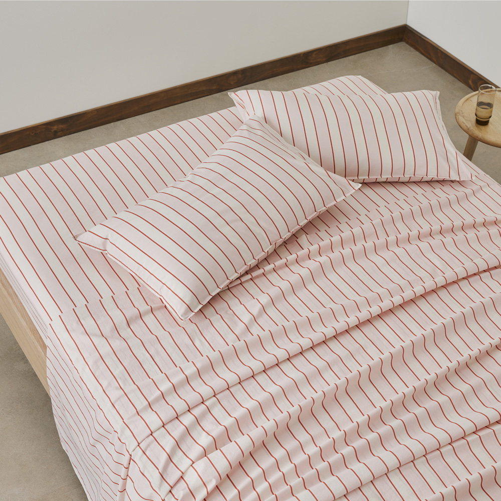 Stonewashed Cotton Sunset Stripe Paprika Sheet Separates