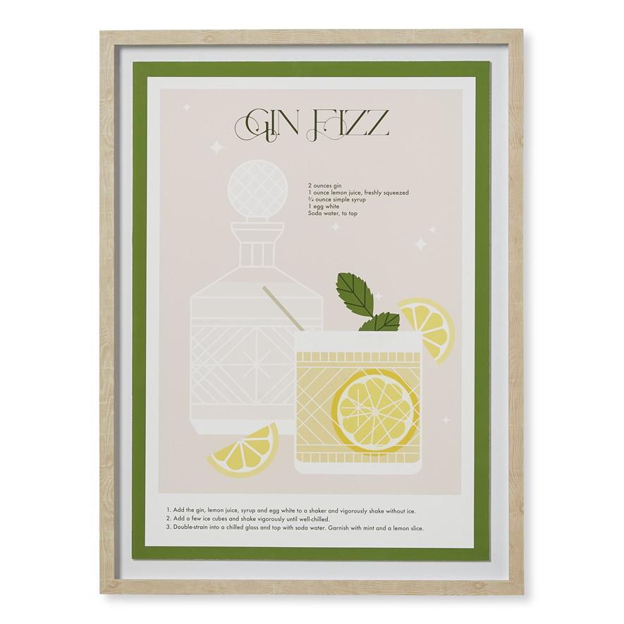Cocktail Gin Fizz Framed Wall Art