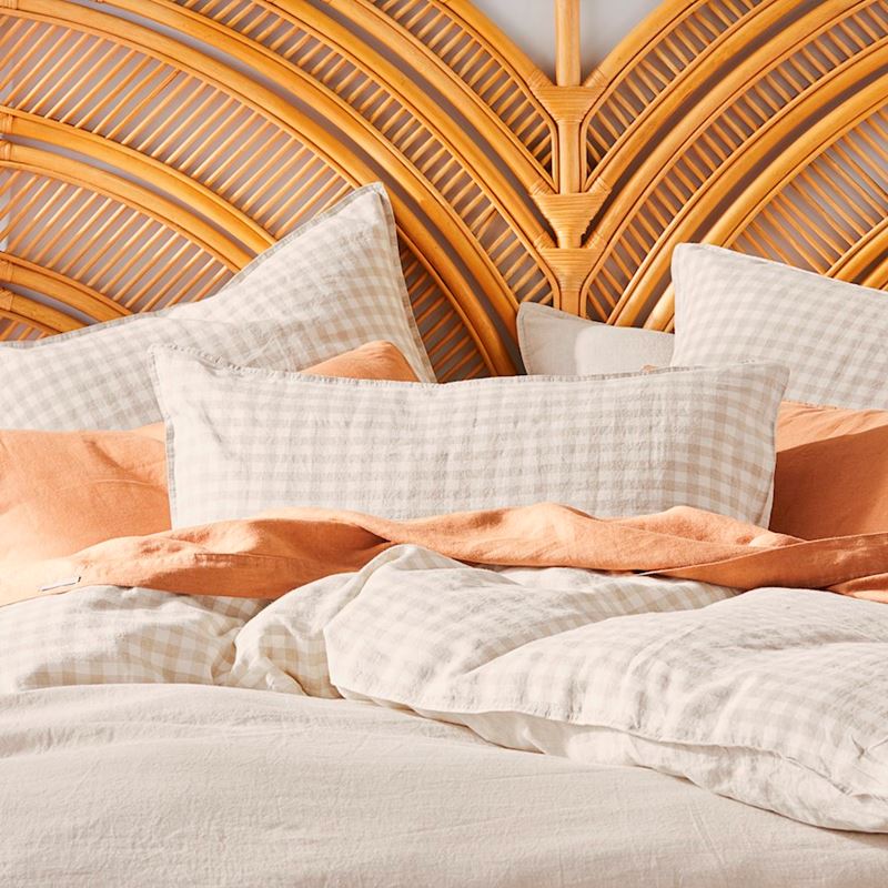 Vintage Washed Linen Linen Check Quilt Cover Separates