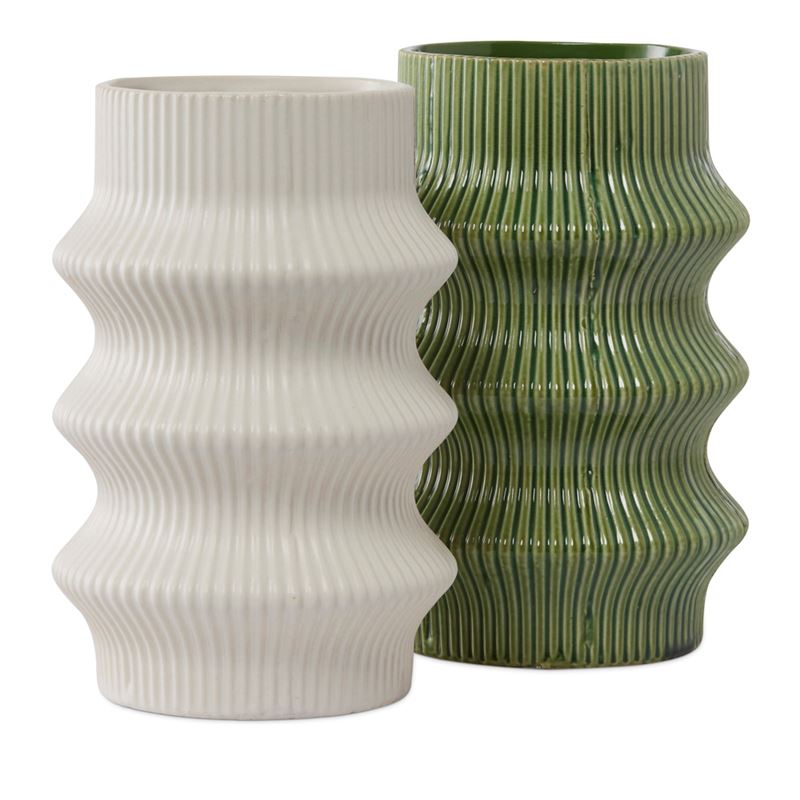 Citron White Ripple Vase