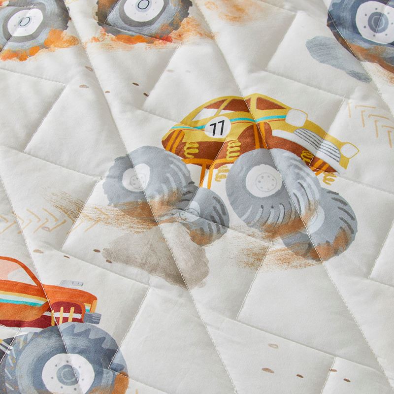 Big Off Road Adventure Natural Quilted Cot Quilt Cover Set