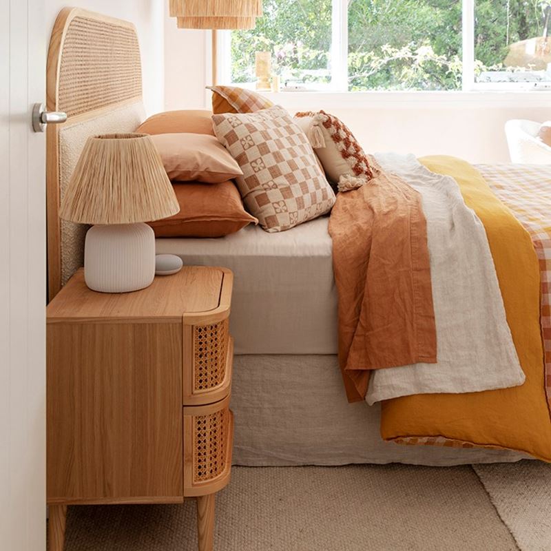 Vintage Washed Linen Caramel Sheet Separates