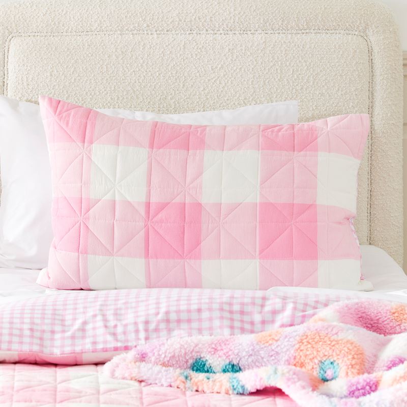 Yarn Dyed Bubblegum Pink Gingham Quilt Cover Set