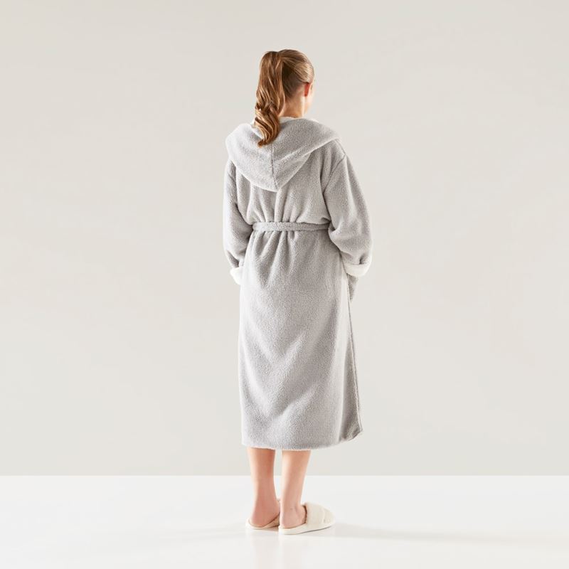 Sherpa Moonrock Grey & Ivory Hooded Bathrobe