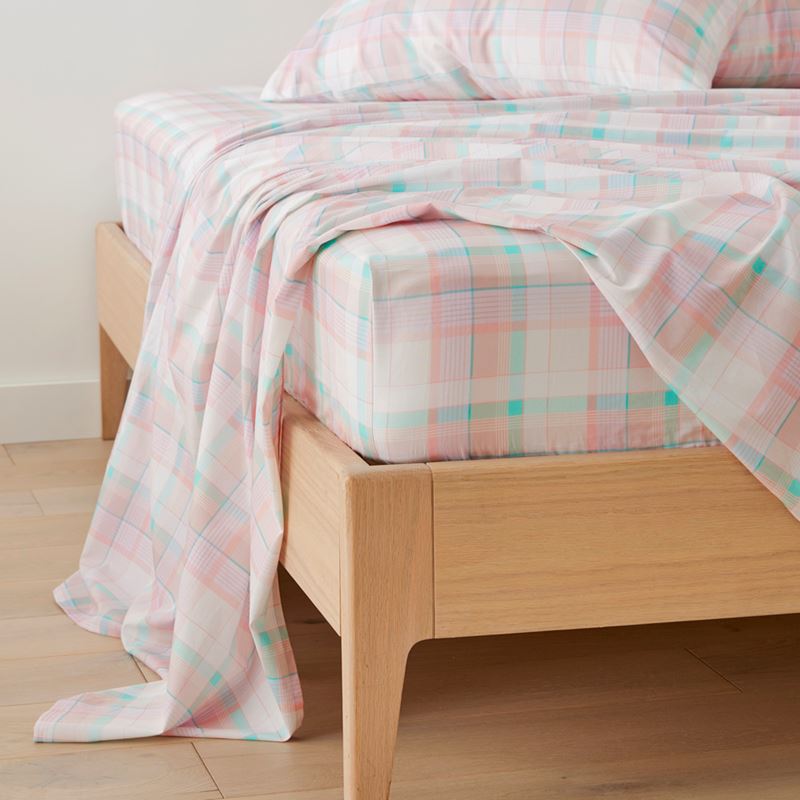 Coral Check Printed Sheet Set
