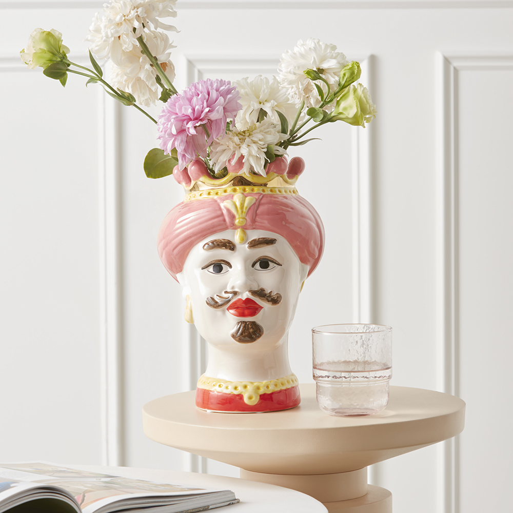 Mondello Head Pink & White Vase