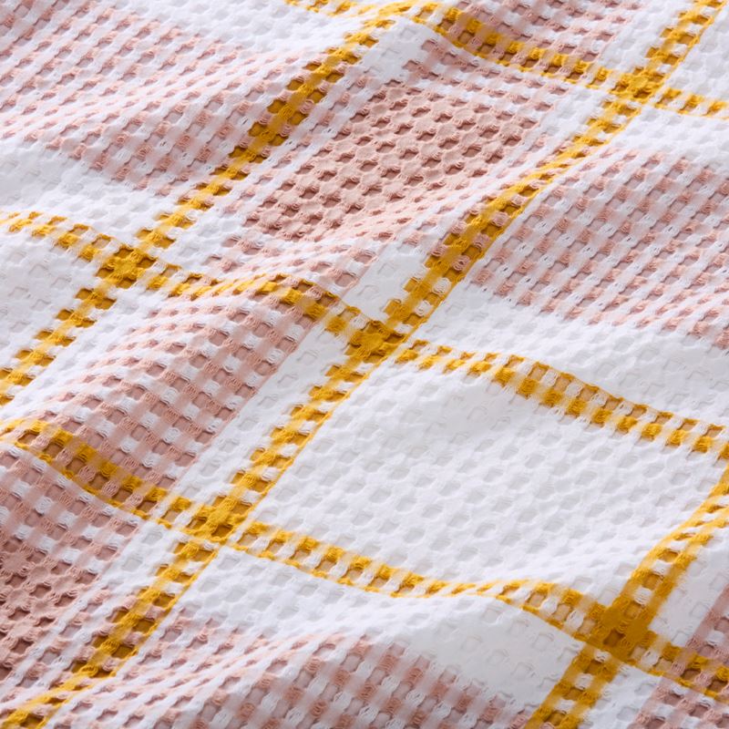 European Collection Turkish Cotton Pink Check Waffle Blanket