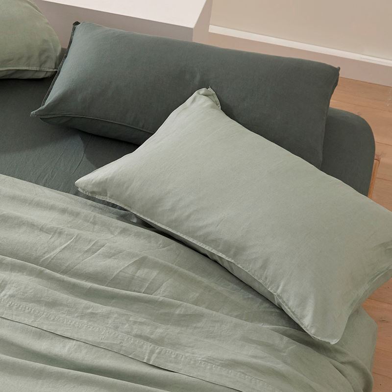 Vintage Washed Linen Eucalyptus Quilt Cover Separates