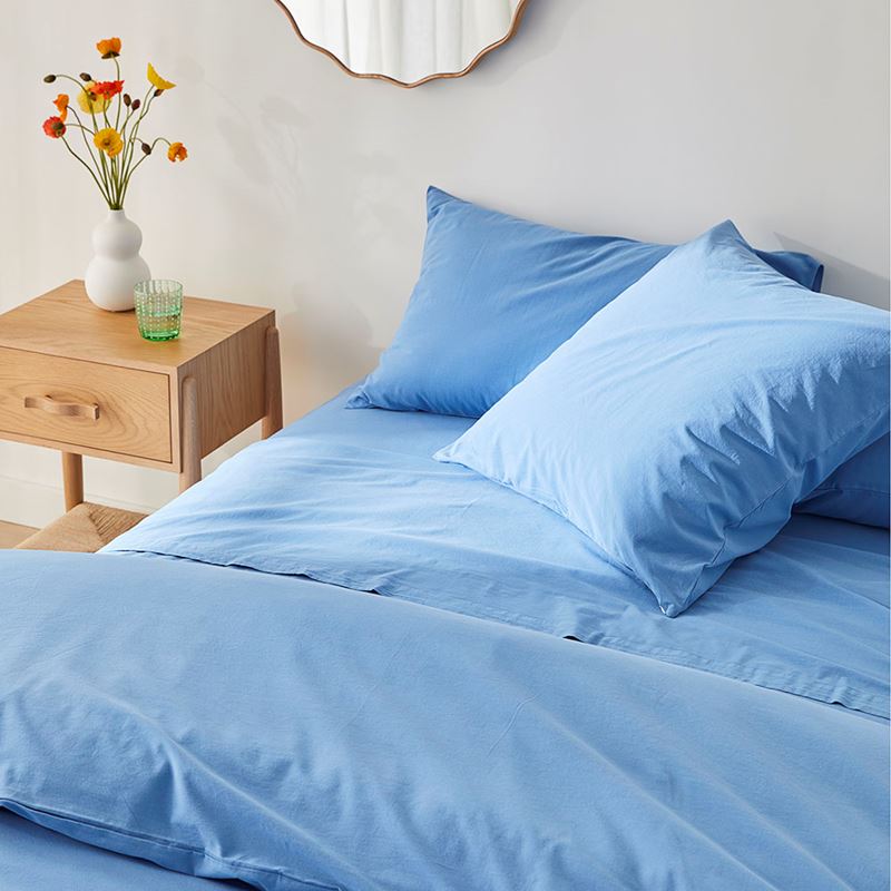 Stonewashed Cotton French Blue Quilt Cover Separates