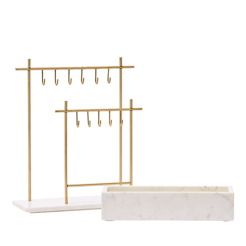 Marble White & Gold Jewellery Stand