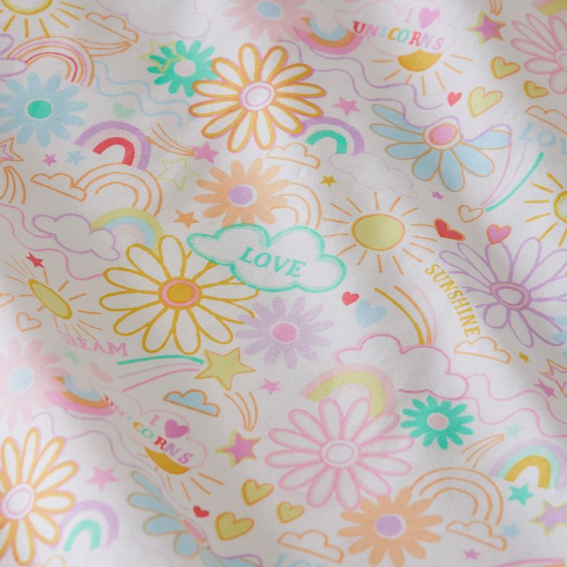Stonewashed Cotton I Love Unicorns Rainbow Cot Quilt Cover Set