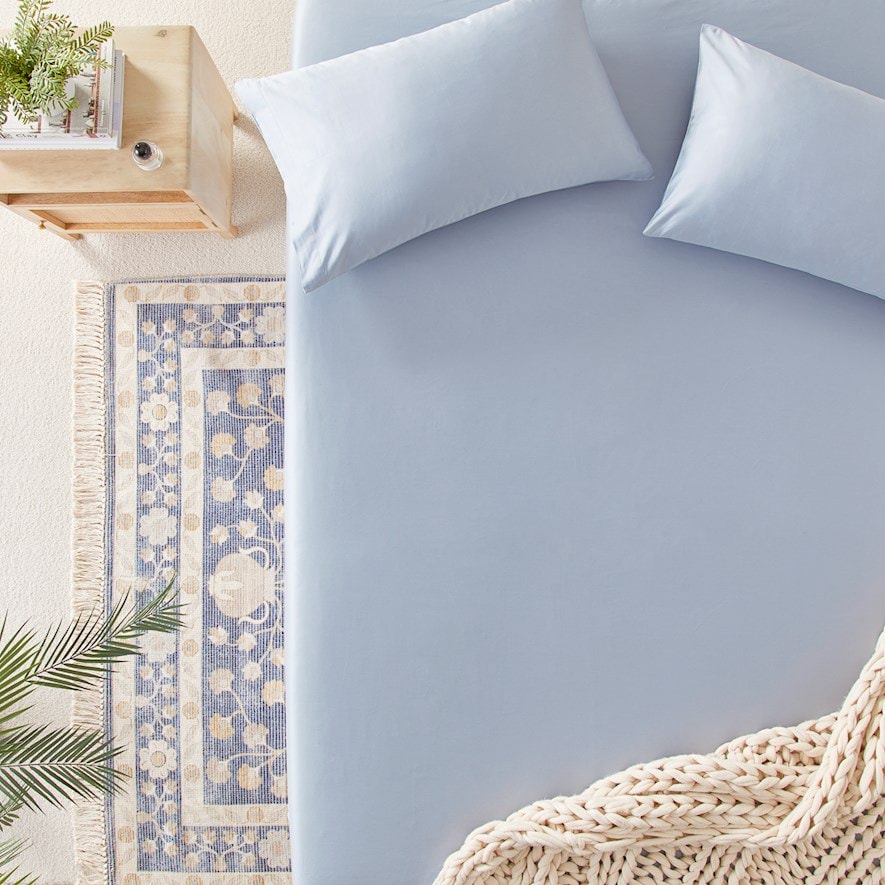 600TC Bamboo Cotton Pastel Blue Sheet Separates