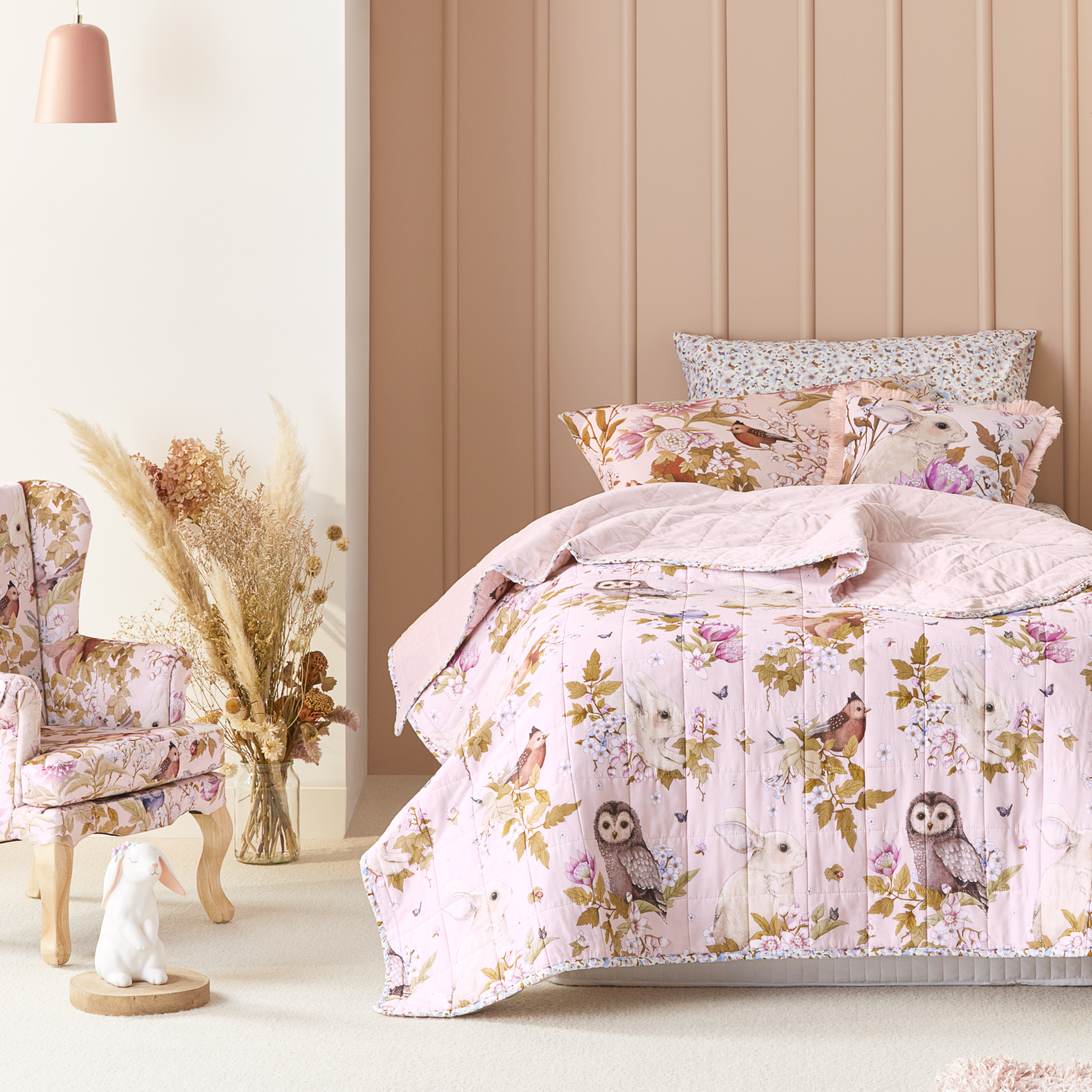Fleur Harris Pink Woodlands Coverlet