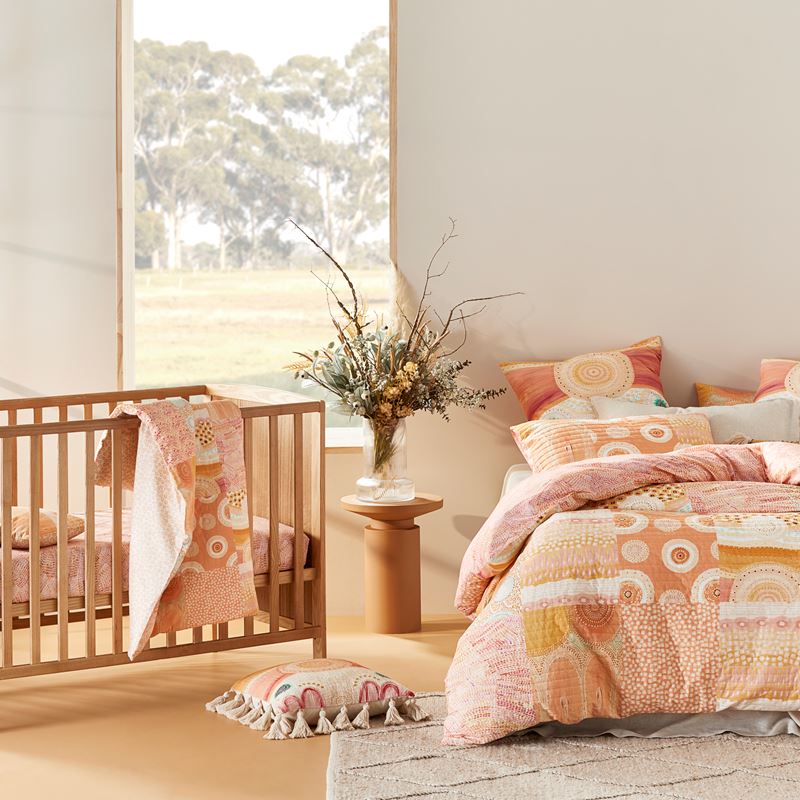 Miimi + Jiinda Jiinda & Gagu Coral Quilted Quilt Cover + Separates