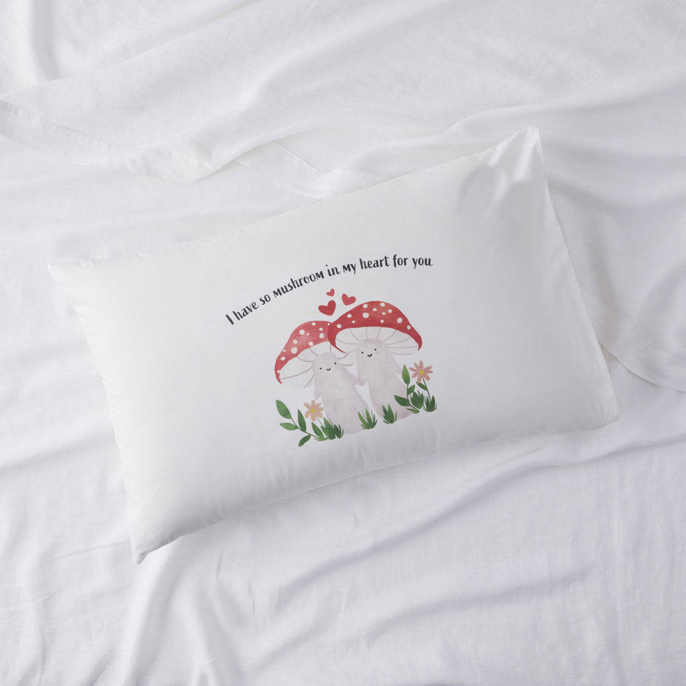 Mushroom In My Heart Valentine's Day Text Pillowcase