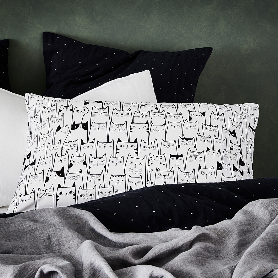 Text Pillowcase Kitty