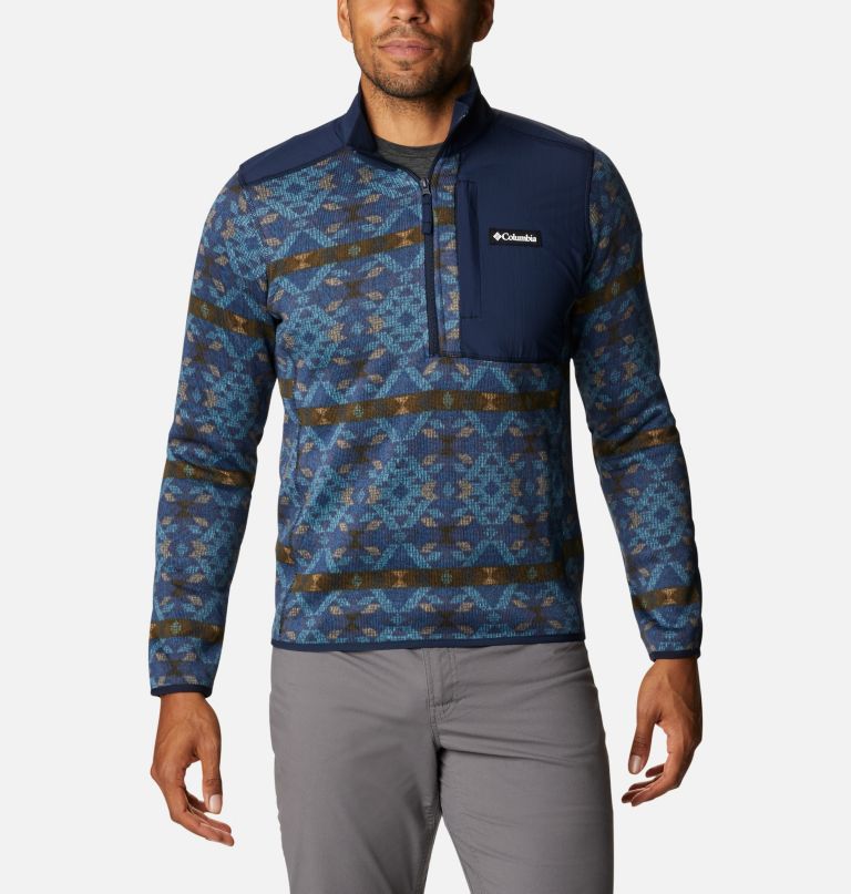 Columbia Men' Sweate Weather Fleec Printe Hal Zi Pullover