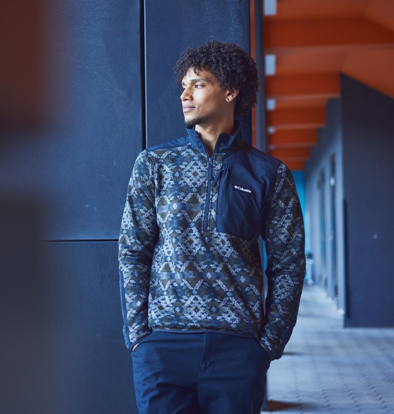 Columbia Men' Sweate Weather Fleec Printe Hal Zi Pullover