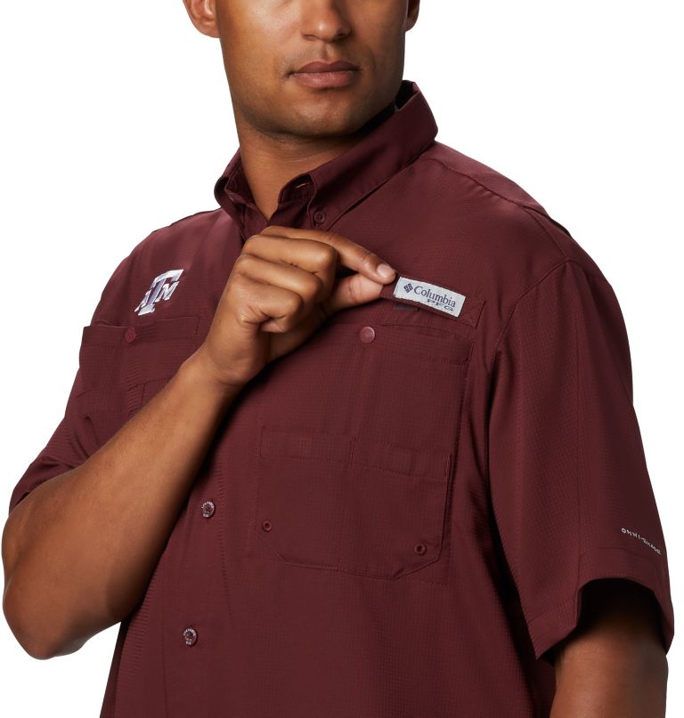 Columbia Men' Collegiat PF Tamiami Shor Sleev Shir  Texa   M