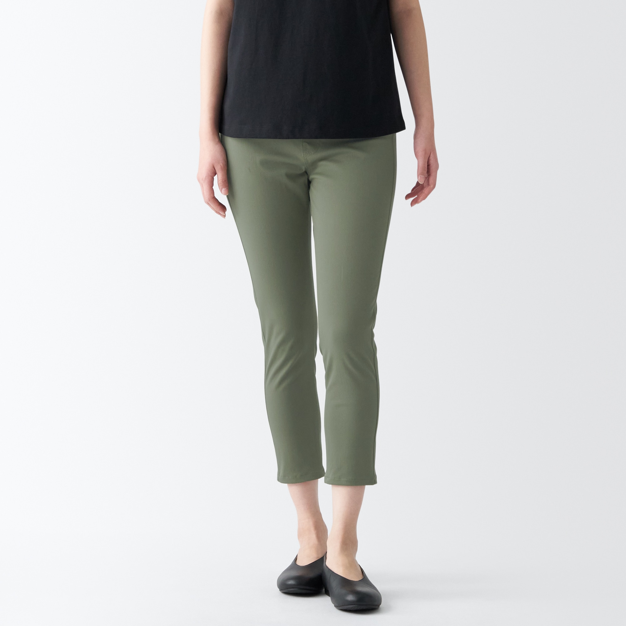 涼感ストレッチクロップドレギンスパンツ