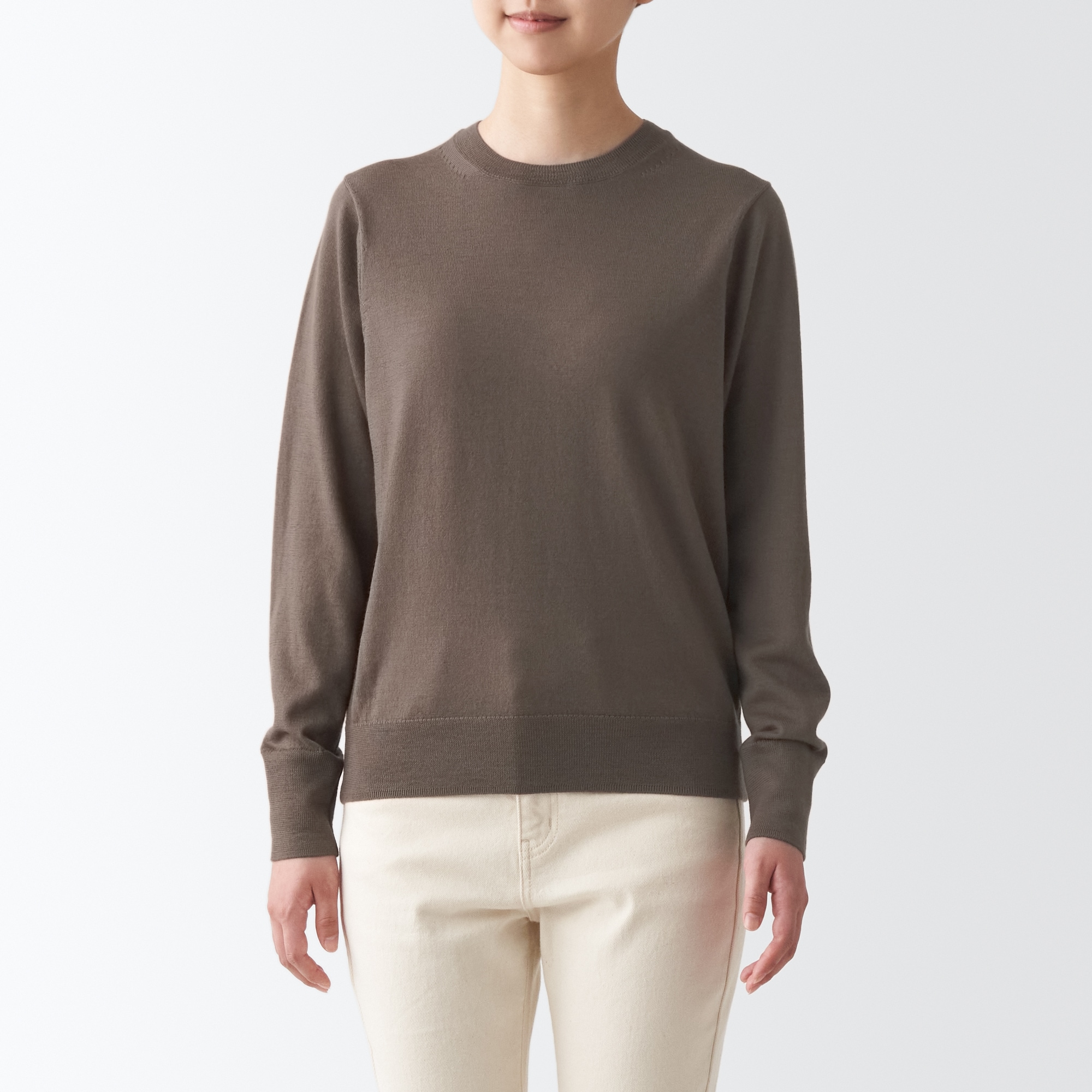 メリノウール洗えるクルーネックセーター