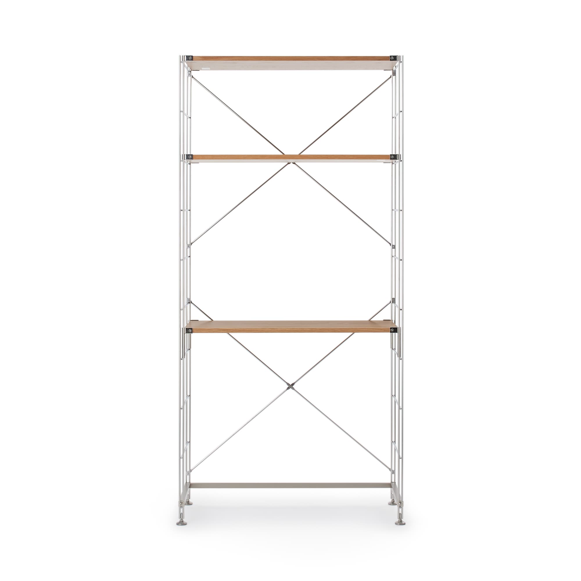 ステンレスユニットシェルフ　オーク材デスクセット