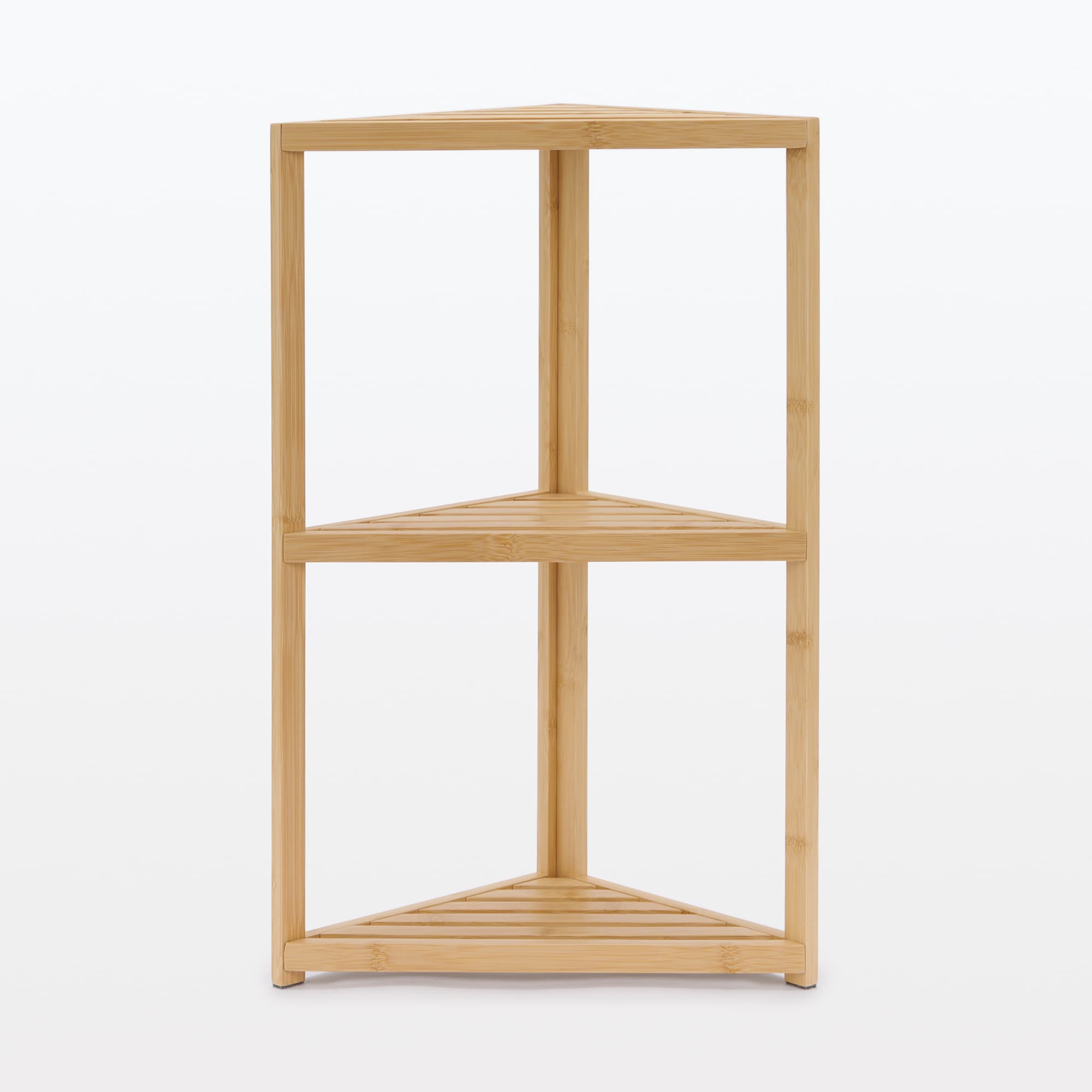 竹材　コーナーラック３段　約幅２６×奥行２６×高さ６０ｃｍ