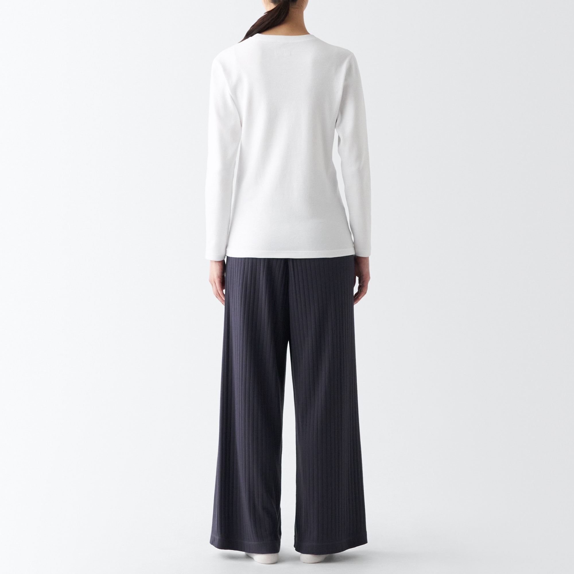 あったか綿　ウール　クルーネック長袖Ｔシャツ