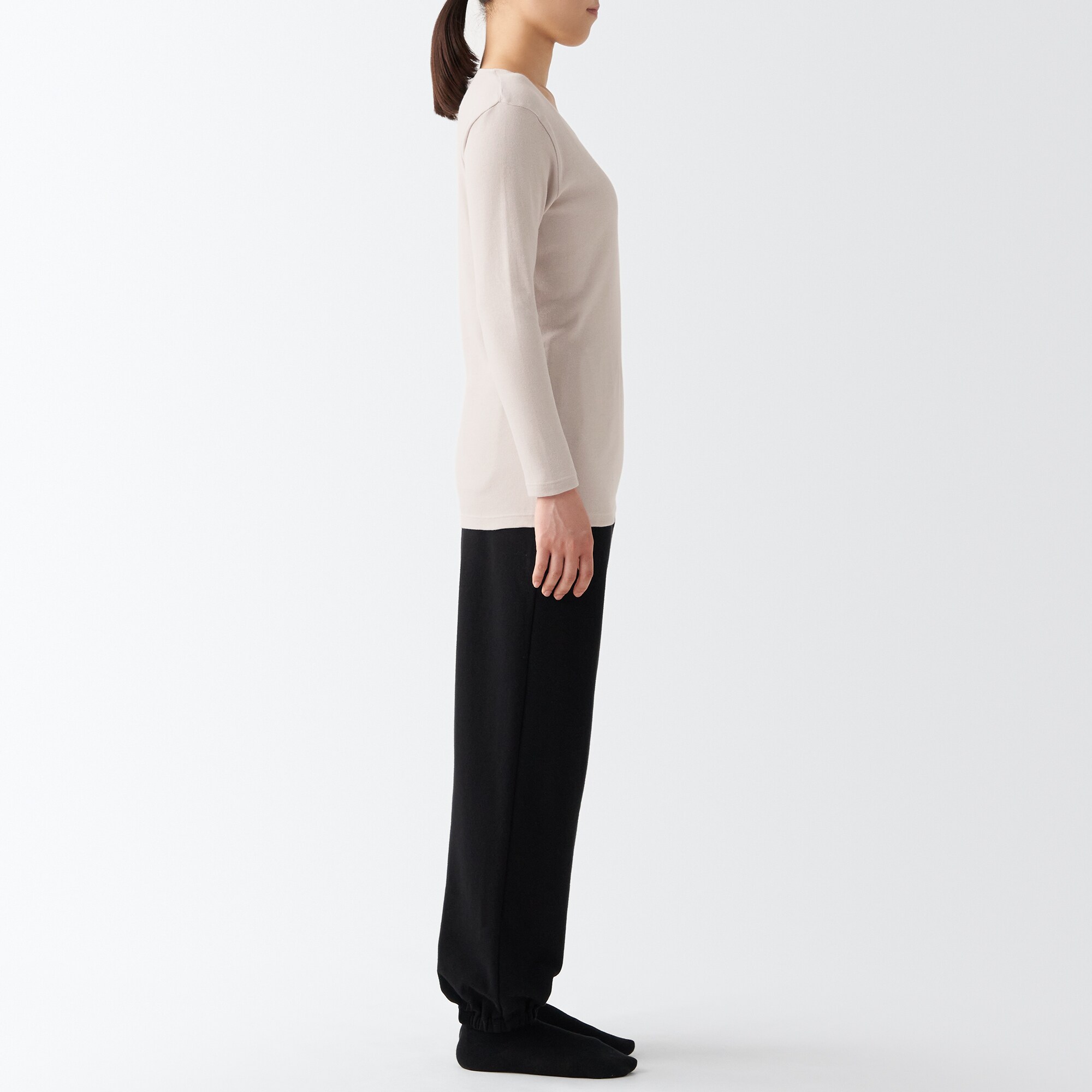 あったか綿　厚手　Ｕネック八分袖Ｔシャツ