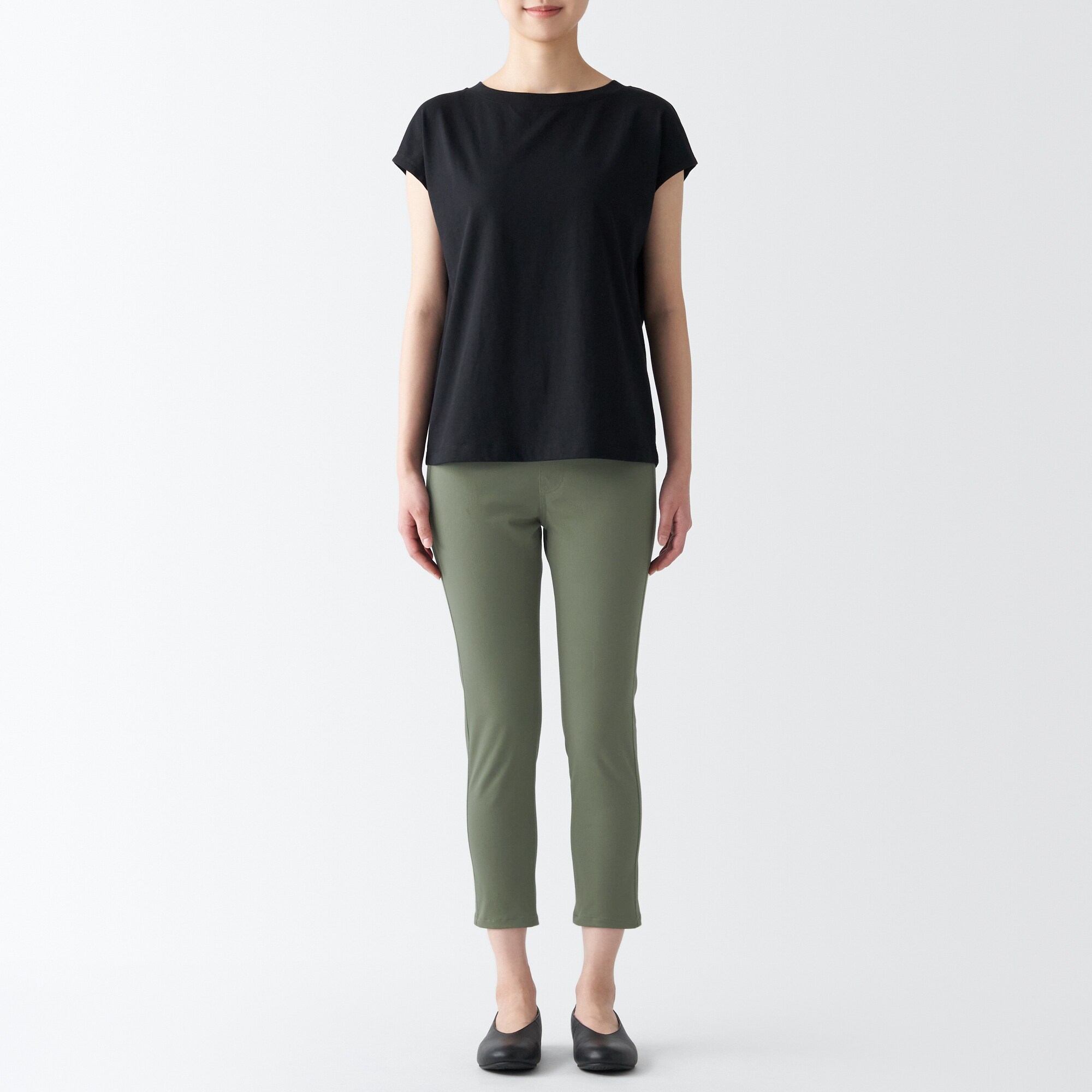 涼感ストレッチクロップドレギンスパンツ