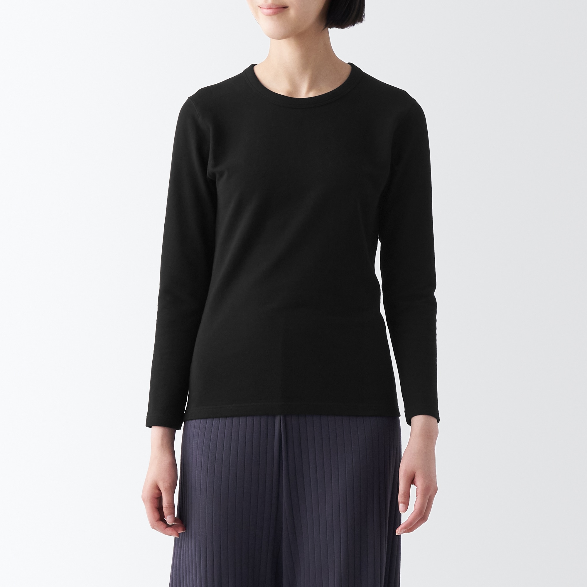 あったか綿　厚手　クルーネック長袖Ｔシャツ