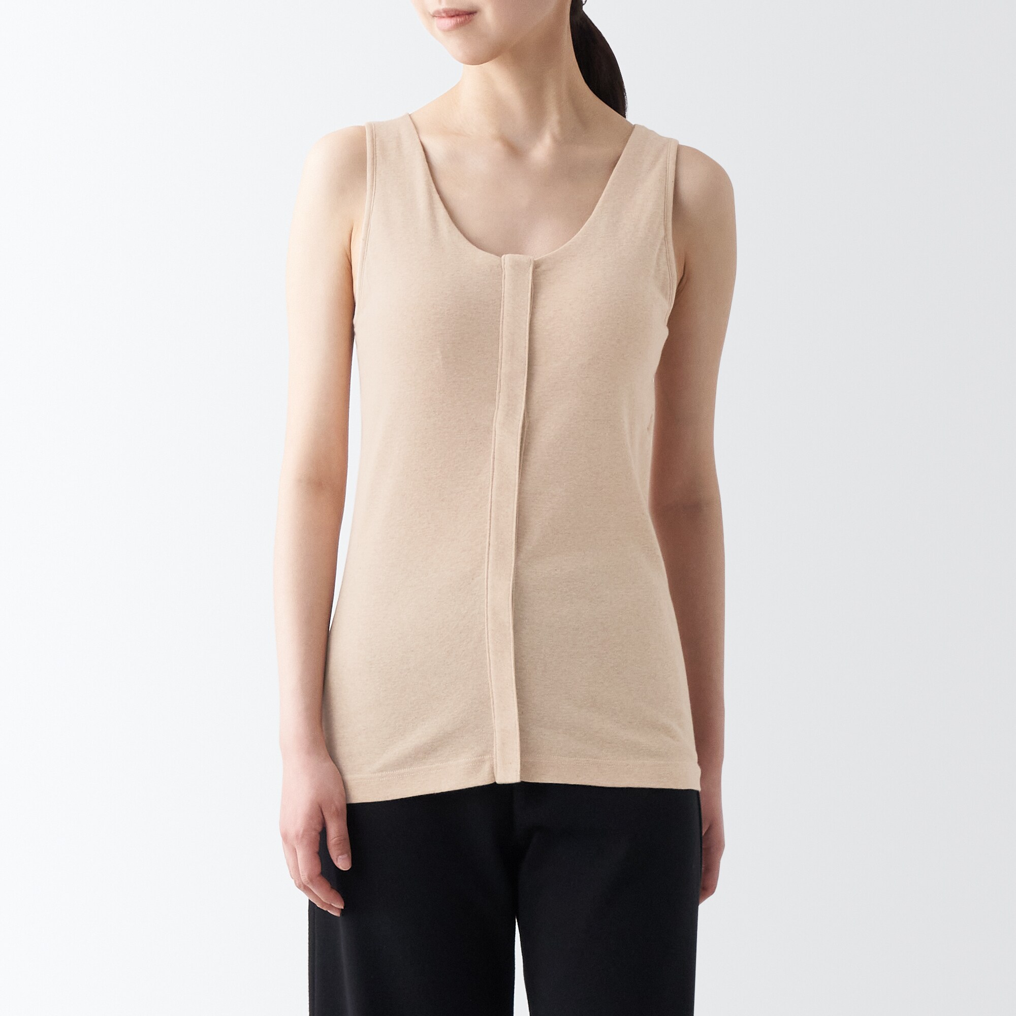 無染色前開きカップ入りタンクトップ