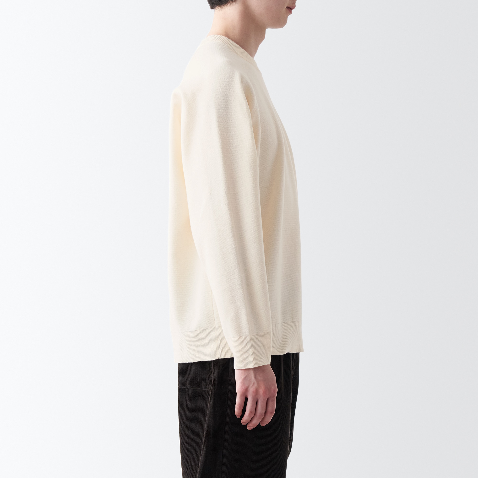 洗えるミラノリブ編みクルーネックワイドセーター（紳士）