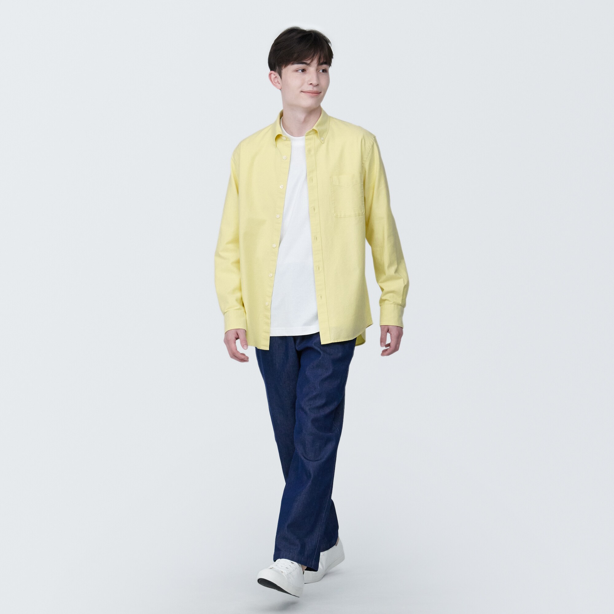 紳士　洗いざらしオックスボタンダウン長袖シャツ