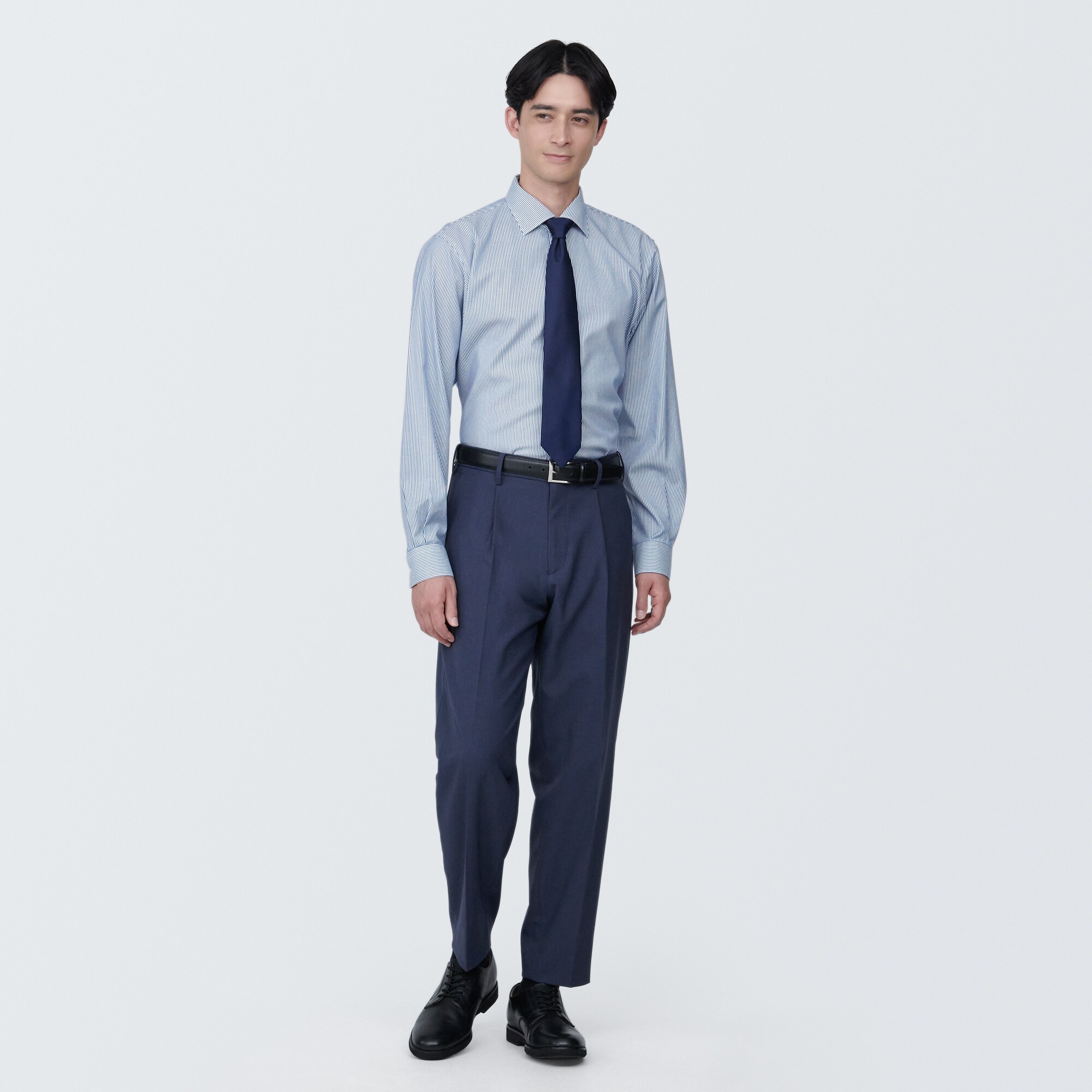 紳士　ノンアイロンセミワイドカラー長袖シャツ