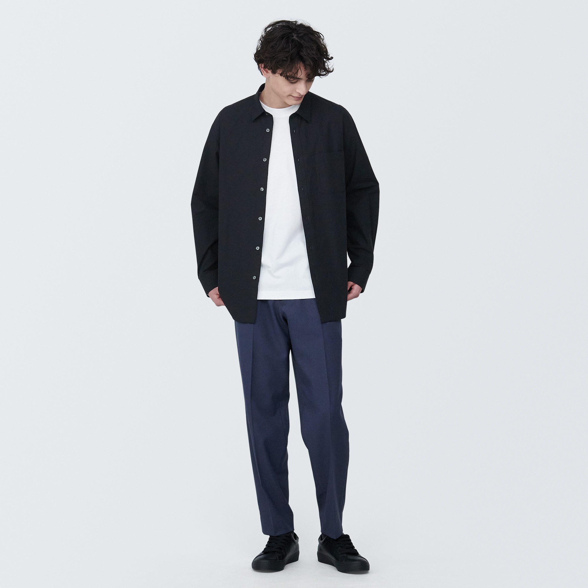 紳士　洗いざらしブロード長袖シャツ