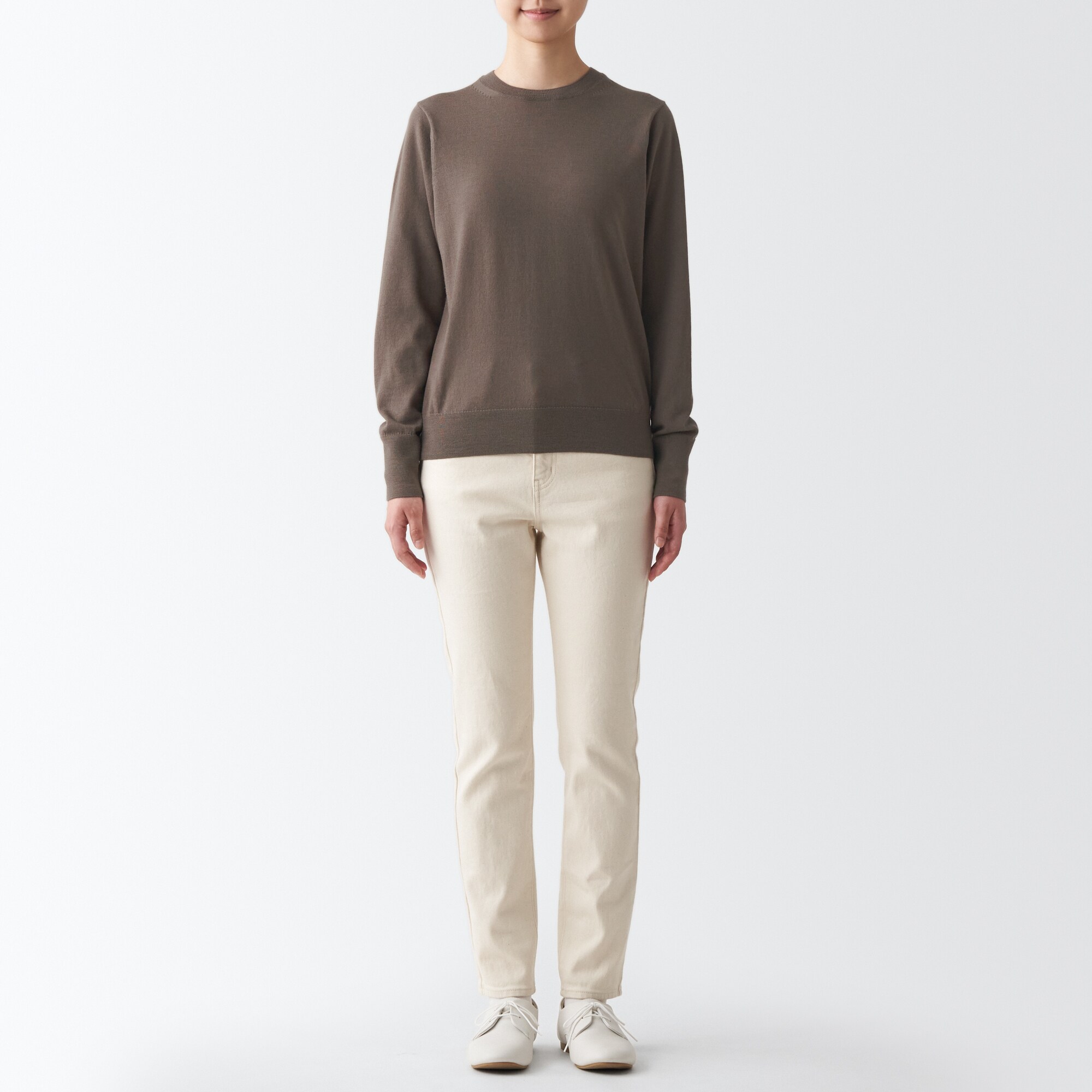 メリノウール洗えるクルーネックセーター