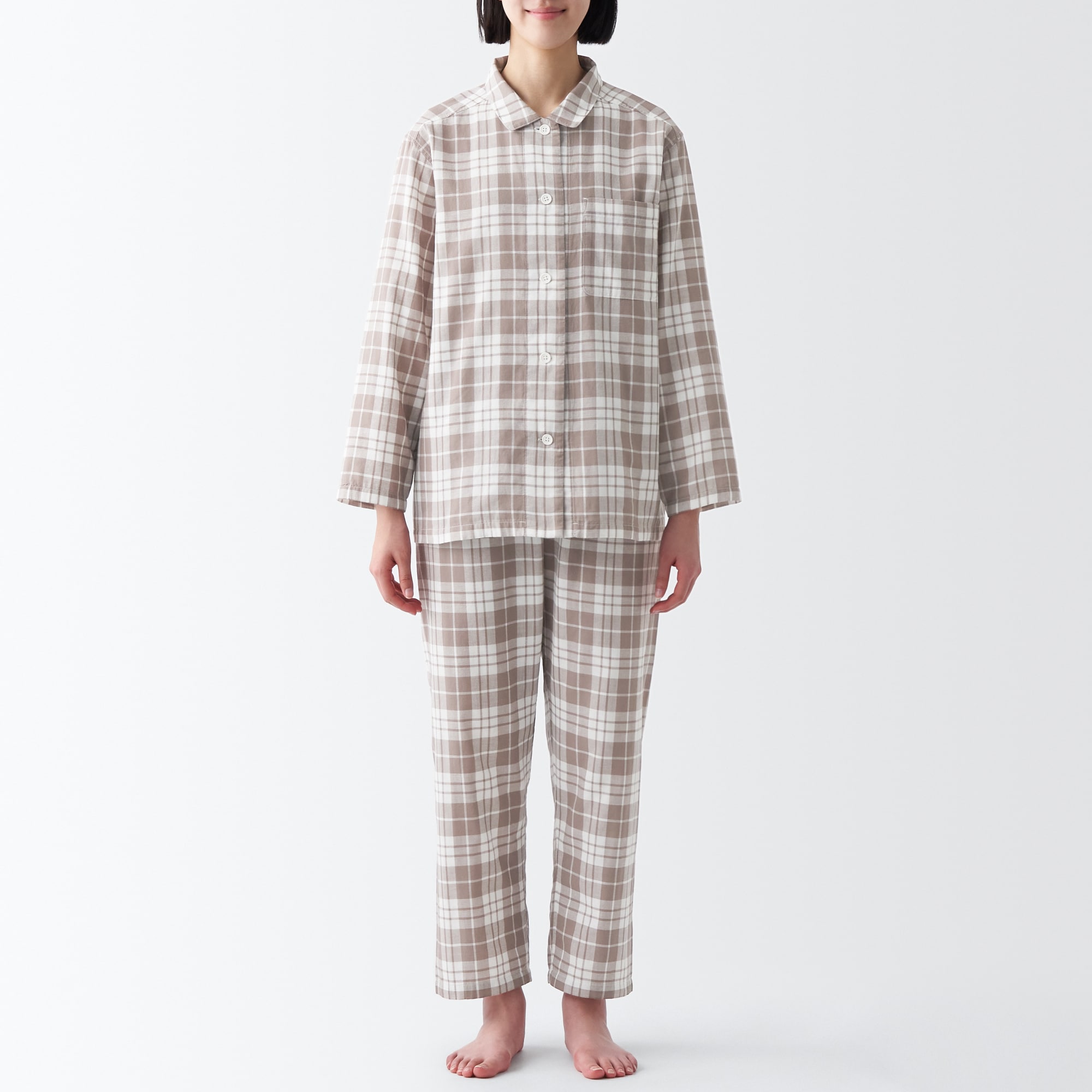【年中着られる定番】脇に縫い目のない　二重ガーゼパジャマ